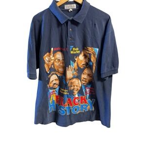 JS‎ Neal Black History Blue Heavyweight Polo Vintage Let Freedom Ring XL